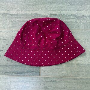 Lands’ End Waterproof Bucket Rain Hat Fuchsia Polka Dot S/M